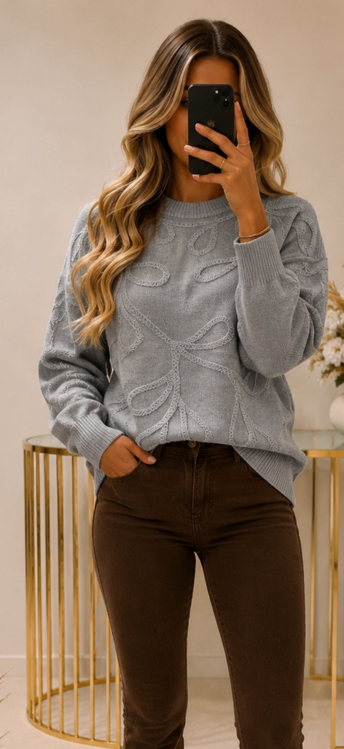 Pullover mit elegantem Blätter-Design