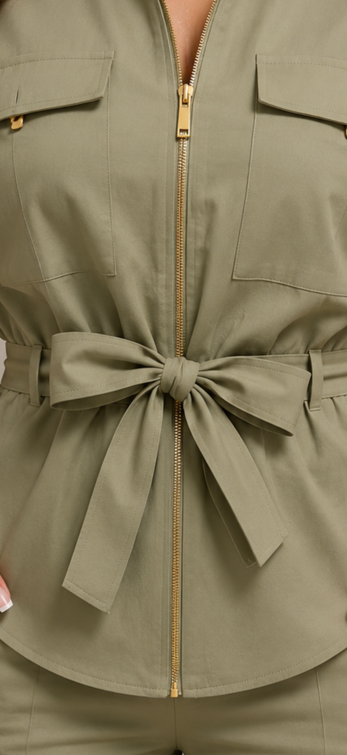 Elegantes Zip-Set mit Bindegürtel – Stilvoll & Komfortabel