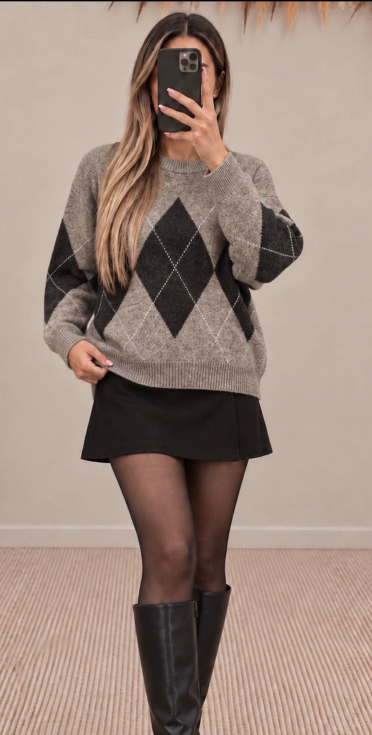 Argyle Oversize Strickpullover
