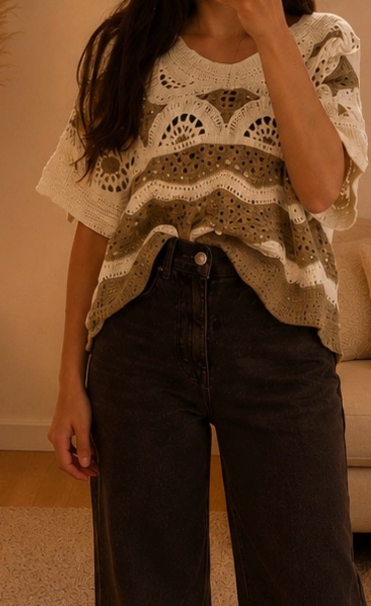 Häkelshirt mit Streifenmuster
