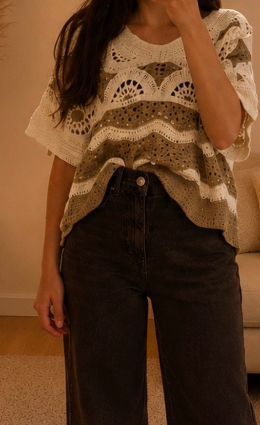 Häkelshirt mit Streifenmuster