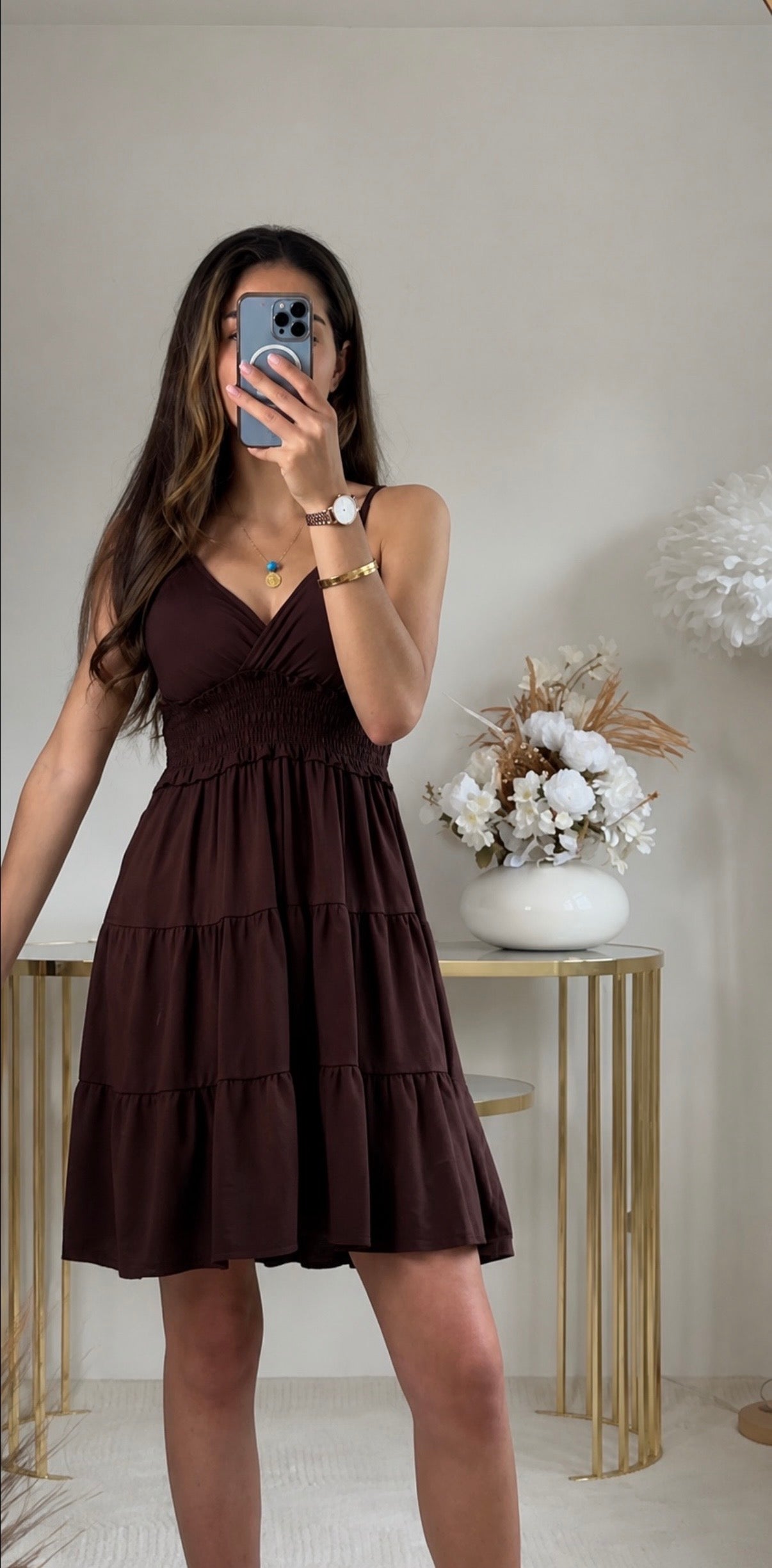 Sommerkleid mit Smokbund & Volants – verschiedene Farben