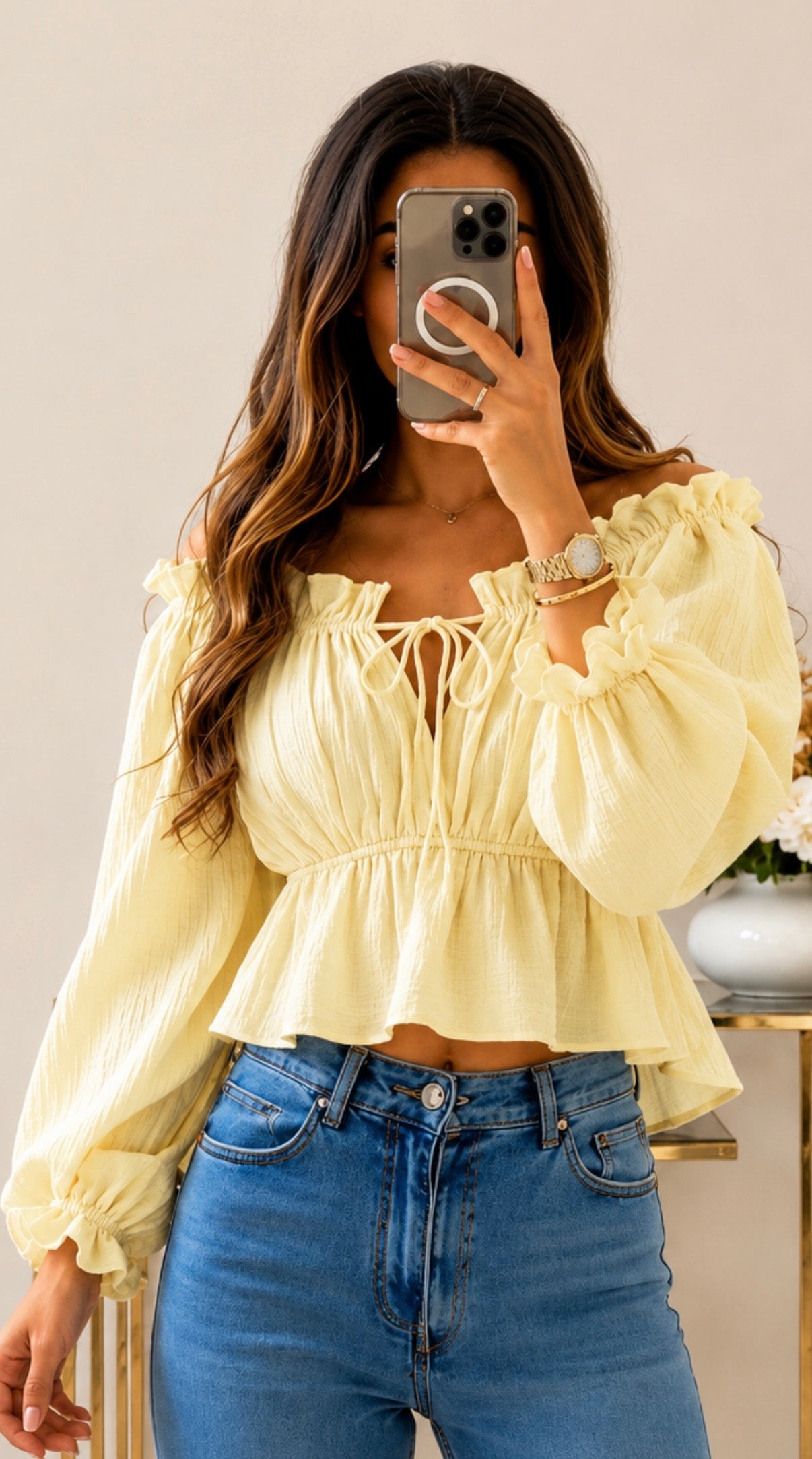 Baumwollbluse mit Volantdetails