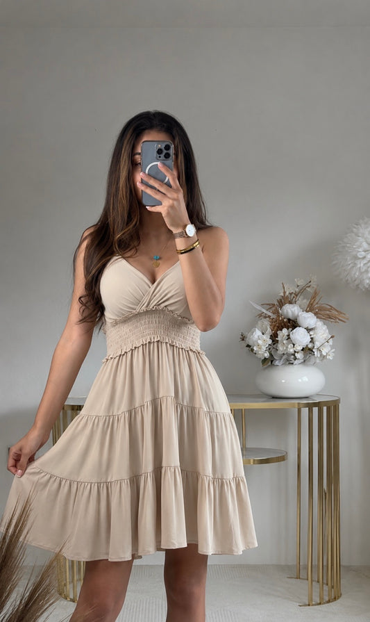 Sommerkleid mit Smokbund & Volants – verschiedene Farben