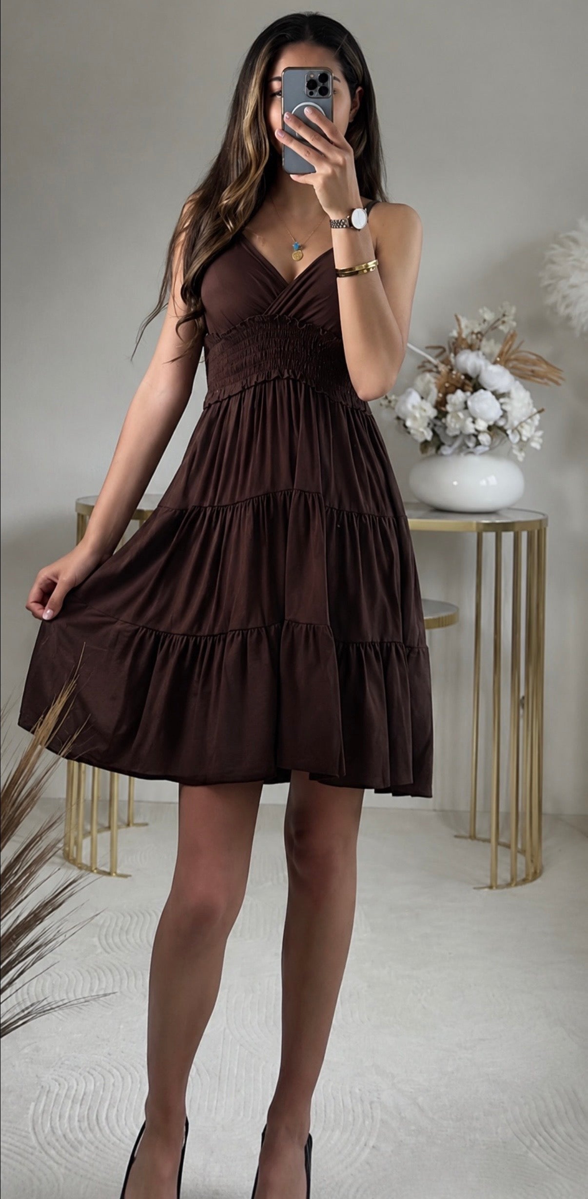 Sommerkleid mit Smokbund & Volants – verschiedene Farben
