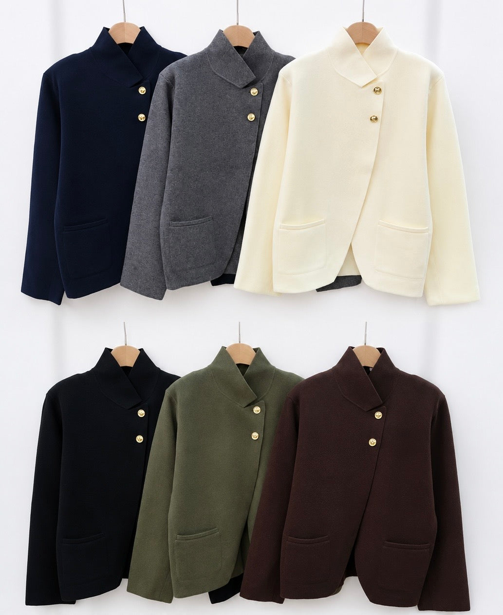 Elegante Strickjacke mit asymmetrischem Kragen