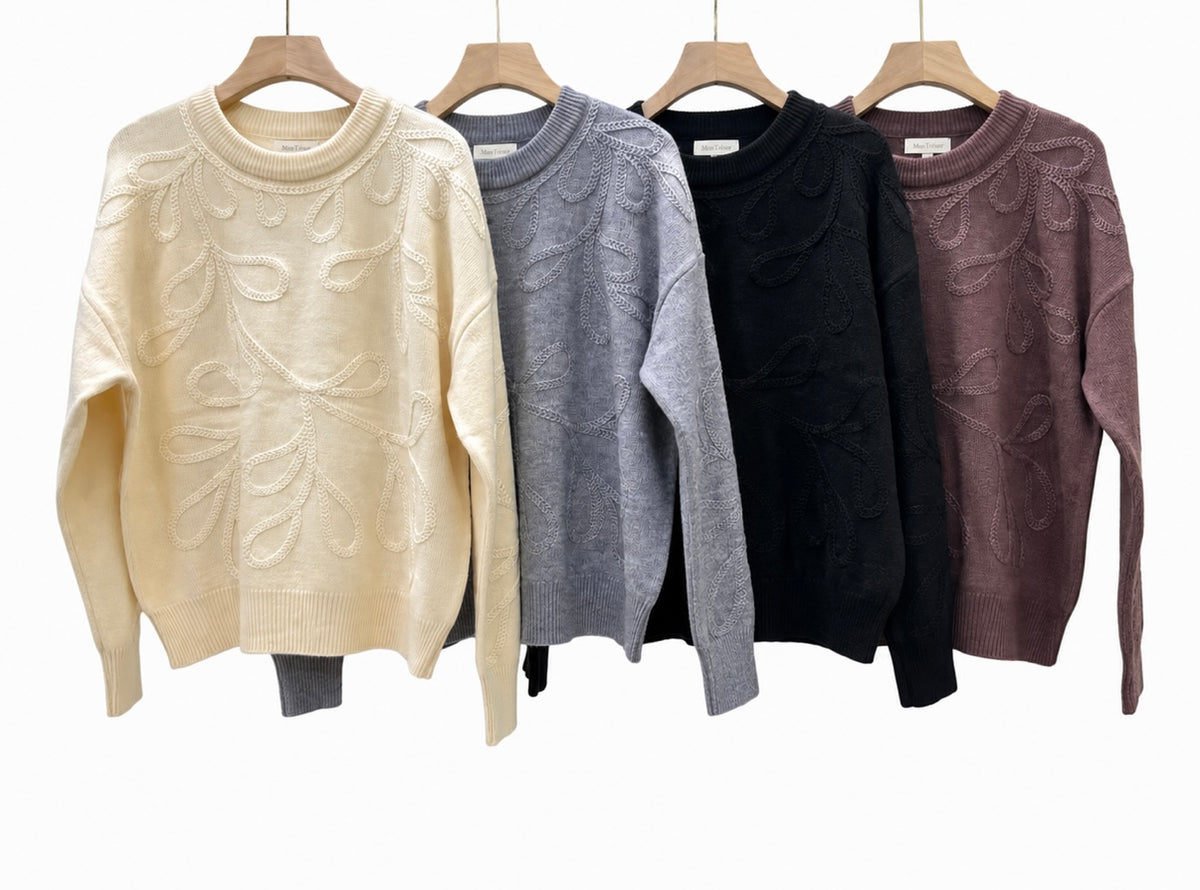 Pullover mit elegantem Blätter-Design