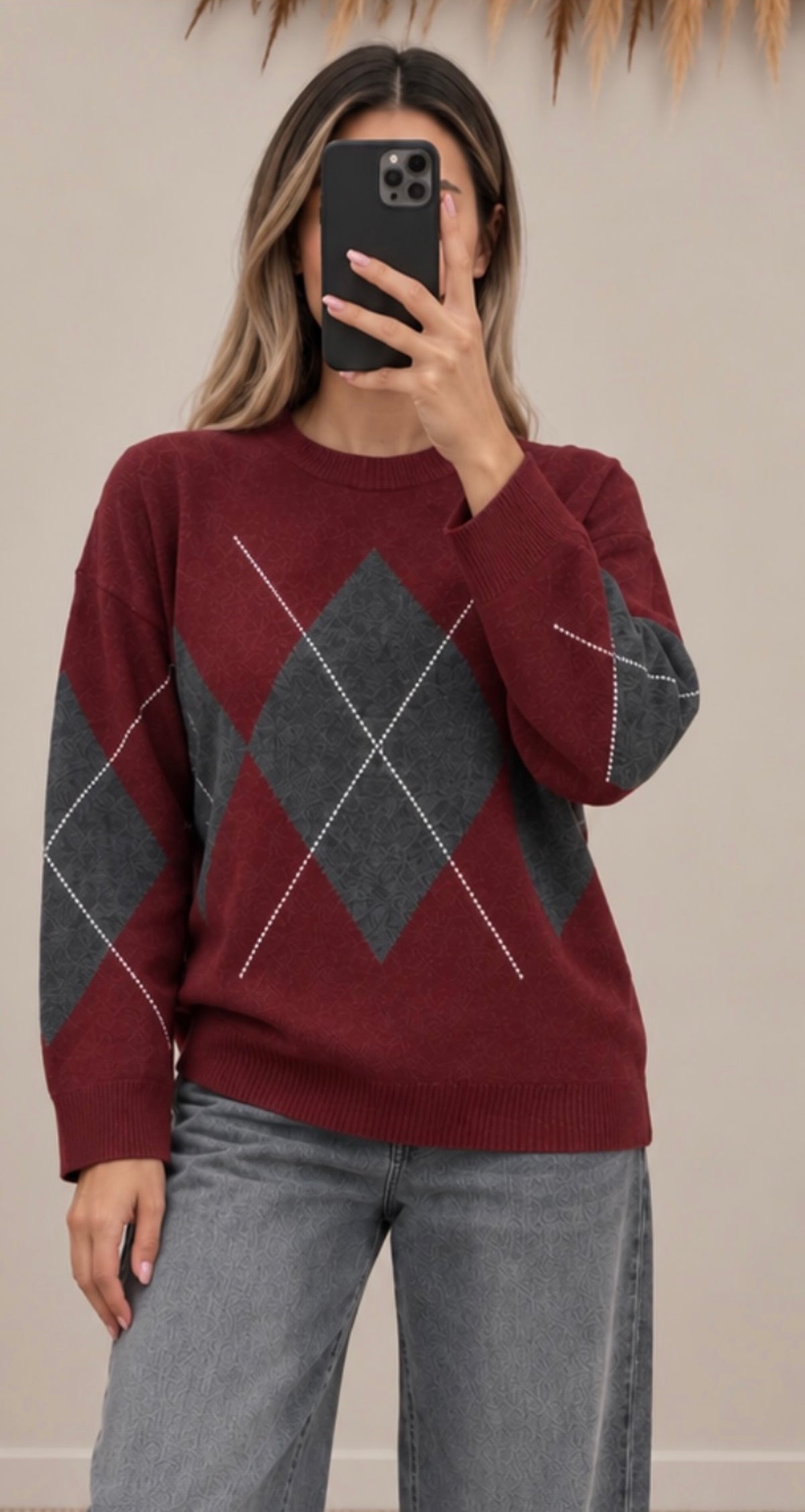 Argyle Oversize Strickpullover