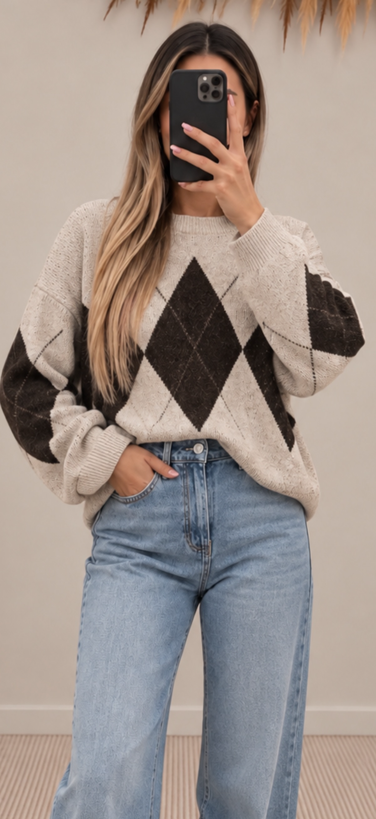 Argyle Oversize Strickpullover